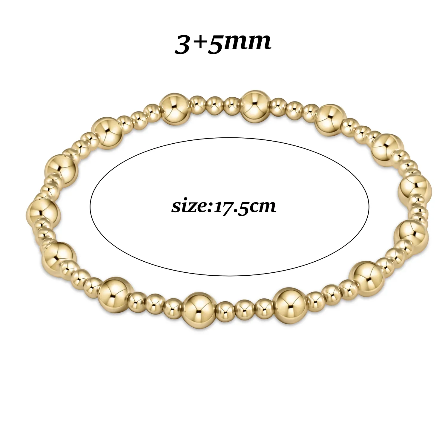 Goldperlen-Stretch-Armbänder für Damen, 18K vergoldet, stapelbar, modischer Schmuck, trendiges Accessoire für Party und Alltag. – Detail 19