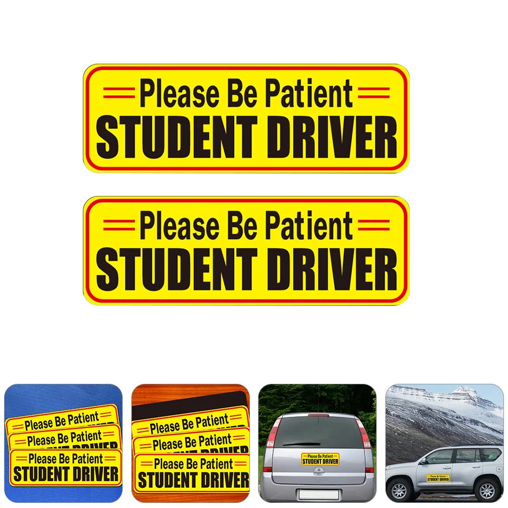 2 Pcs Reflective Car Stickers Signs Reusable Movable Student Driver Body Decals Emblems Interesting Magnet