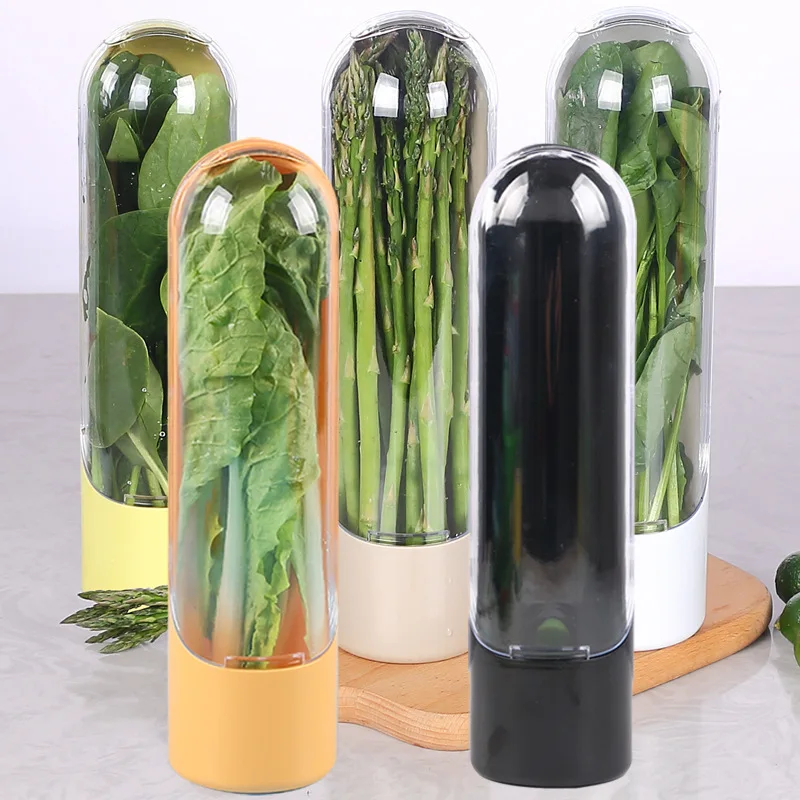 Herb Keeper Storage Container Bamboo Shoot Fresh Vegetable Preserver Fridge Produce Saver for Cilantro Parsley Kitchen Tool