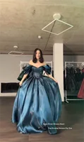 Xijun Modern Turquoise Evening Dresses Off The Shoulder A-Line Formal Prom Dresses Shiny Long Birthday Party Gowns Customized 4