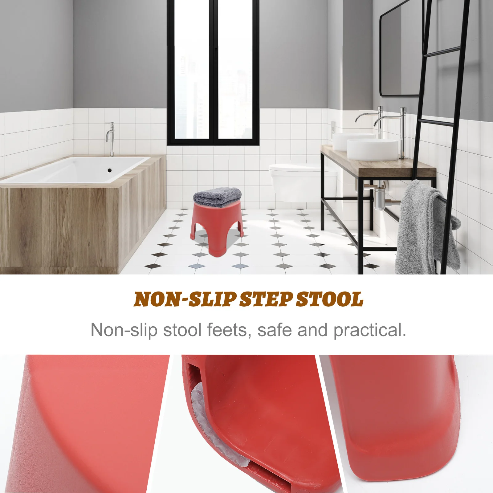 

1pc Bathroom Small Non-Slip Bathroom Small Non-Slip Step Stool Home Dorm Step Stool For Use Pink