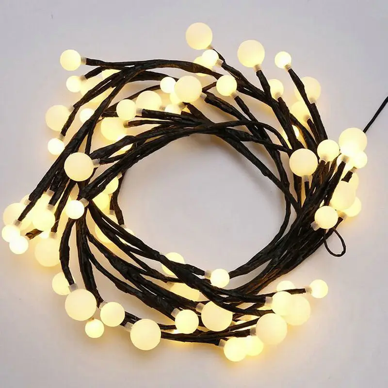 

Flexible Rattan LED Fairy String Light 72 Bulb Waterproof Globe Plug-in Decorative Wedding Patio Garden Cafe Lighting-Warm white