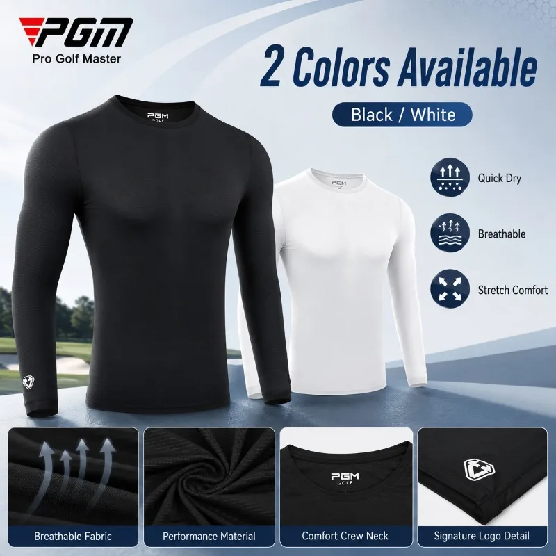 PGM Golf Long Sleeve Sun Protection Shirt Men Quick Dry Breathable Cooling Compression Base Layer UV50+ Sports Top