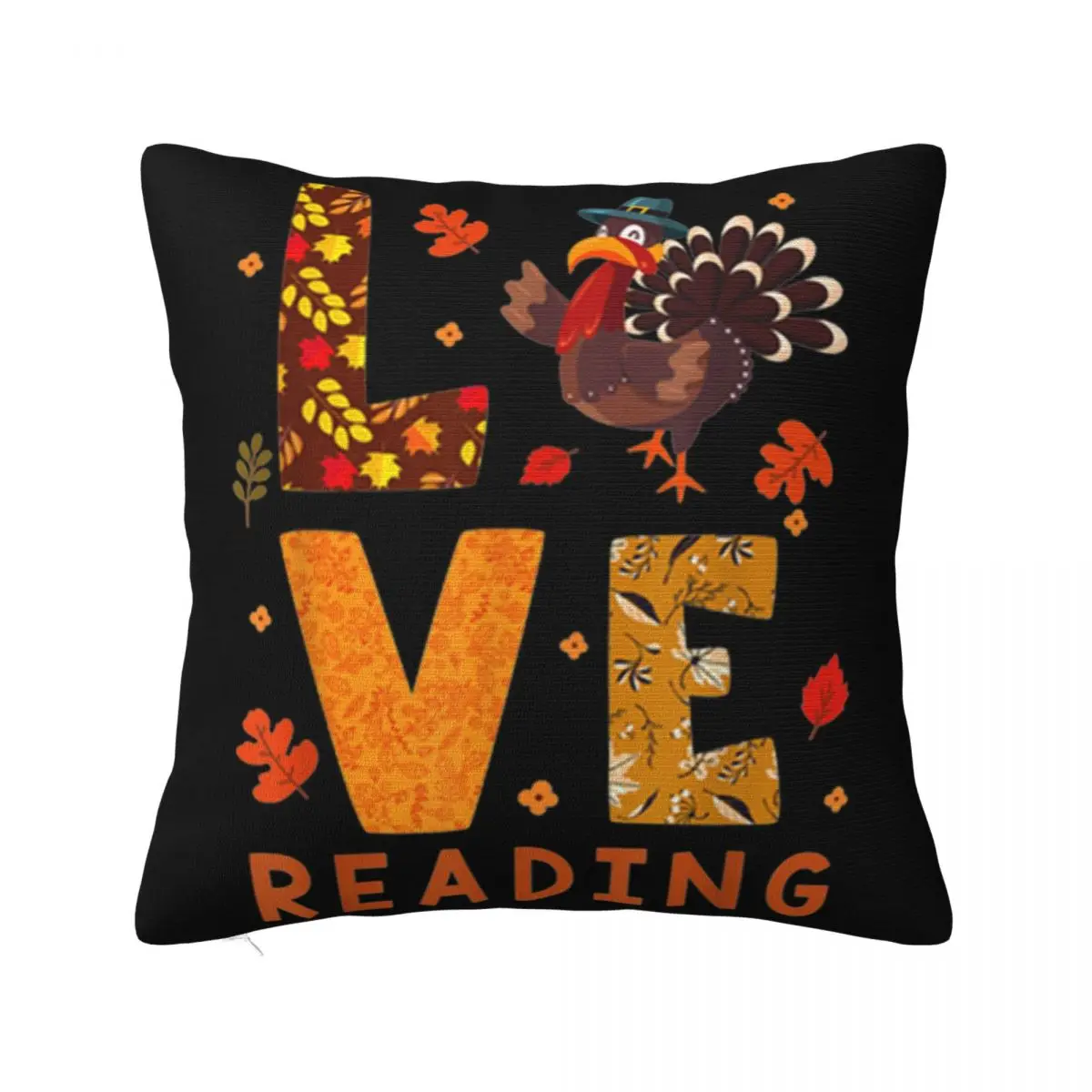 Premium Love Reading Turkey Autumn Fall Thanksgiving Unique Present Holiday Farmhouse Movie Pillow Case