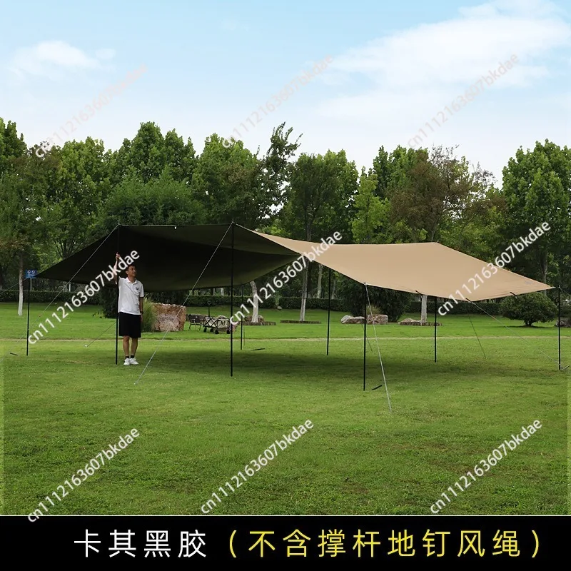 Kanopi Tabir Surya 6x8M Lem Hitam Tebal Tahan Hujan, Tenda Camping Luas Muat 20-30 Orang Pantai Outdoor