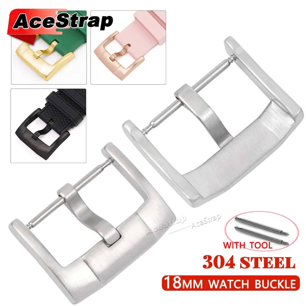304 Stainless Steel Buckle 18mm Silicone Strap pin Clasp Thickened Strap Buckles Smart Watch Accessories Band Button Replacement