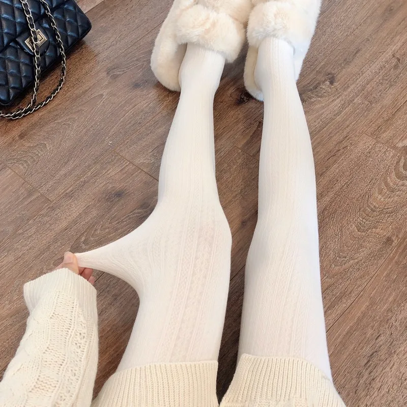 Autumn Winter Thickened White Elastic Women Leggings Stockings Insulated Tights Jk Y2k Solid Color Velvet Slim Pants for Girls