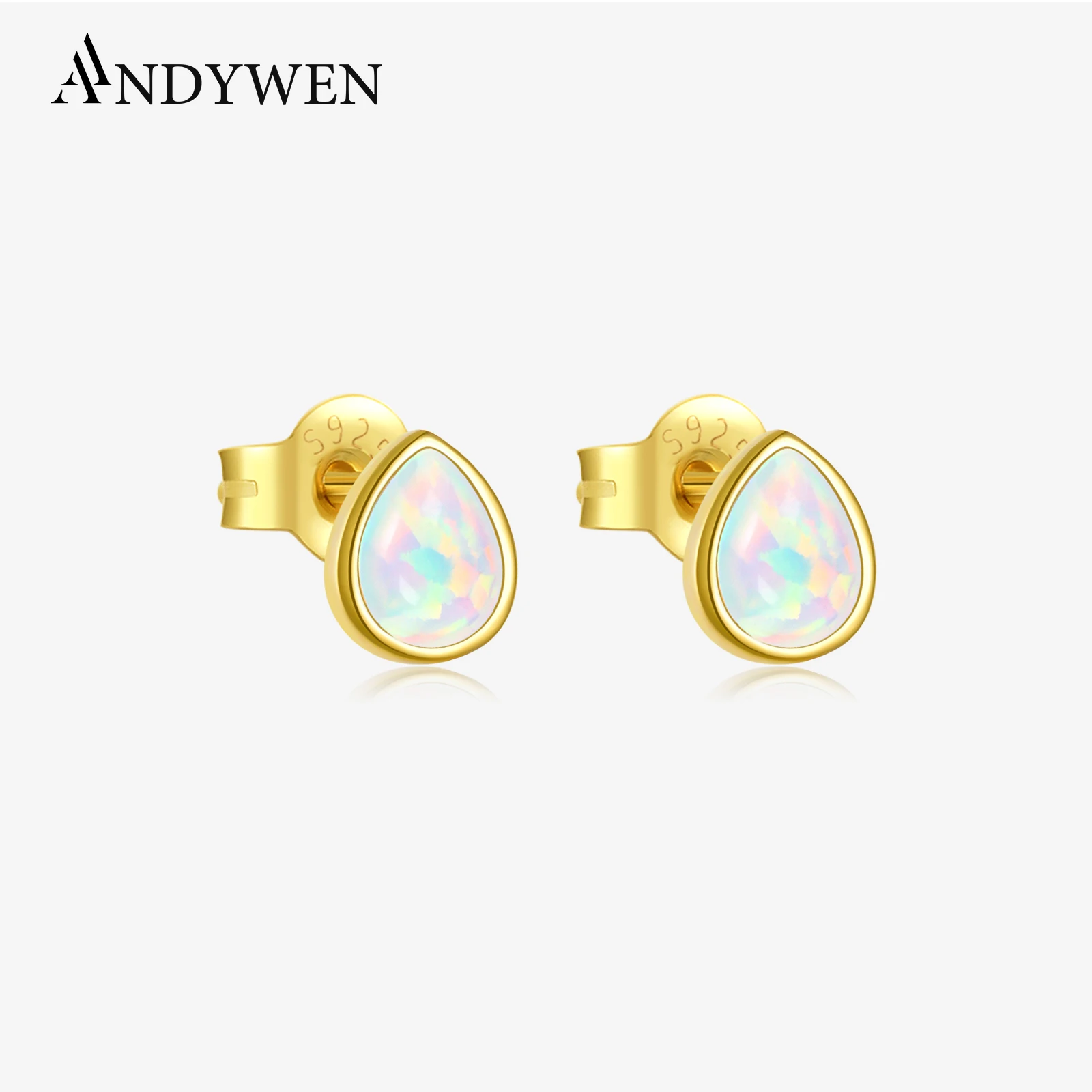 ANDYWEN 925 Sterling Silver Opal Teardrop Pear Shape Stud Earrings 2024 Fine Wedding Anniversary for Women Party Jewelry Gifts