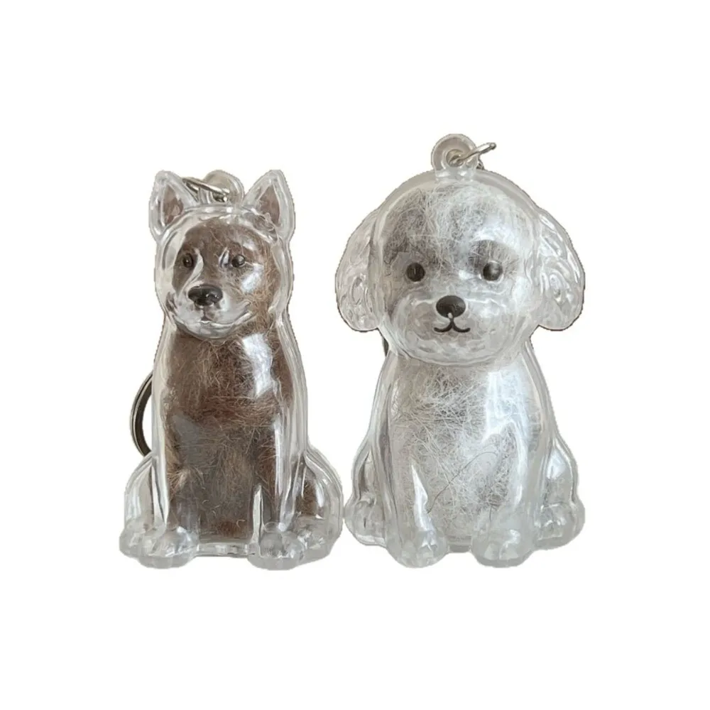 Transparent Dog Fur Storage Pendant Fur Storage Capsule Handmade Design Dog Shape Keychain DIY Accessories Pet Hair Container