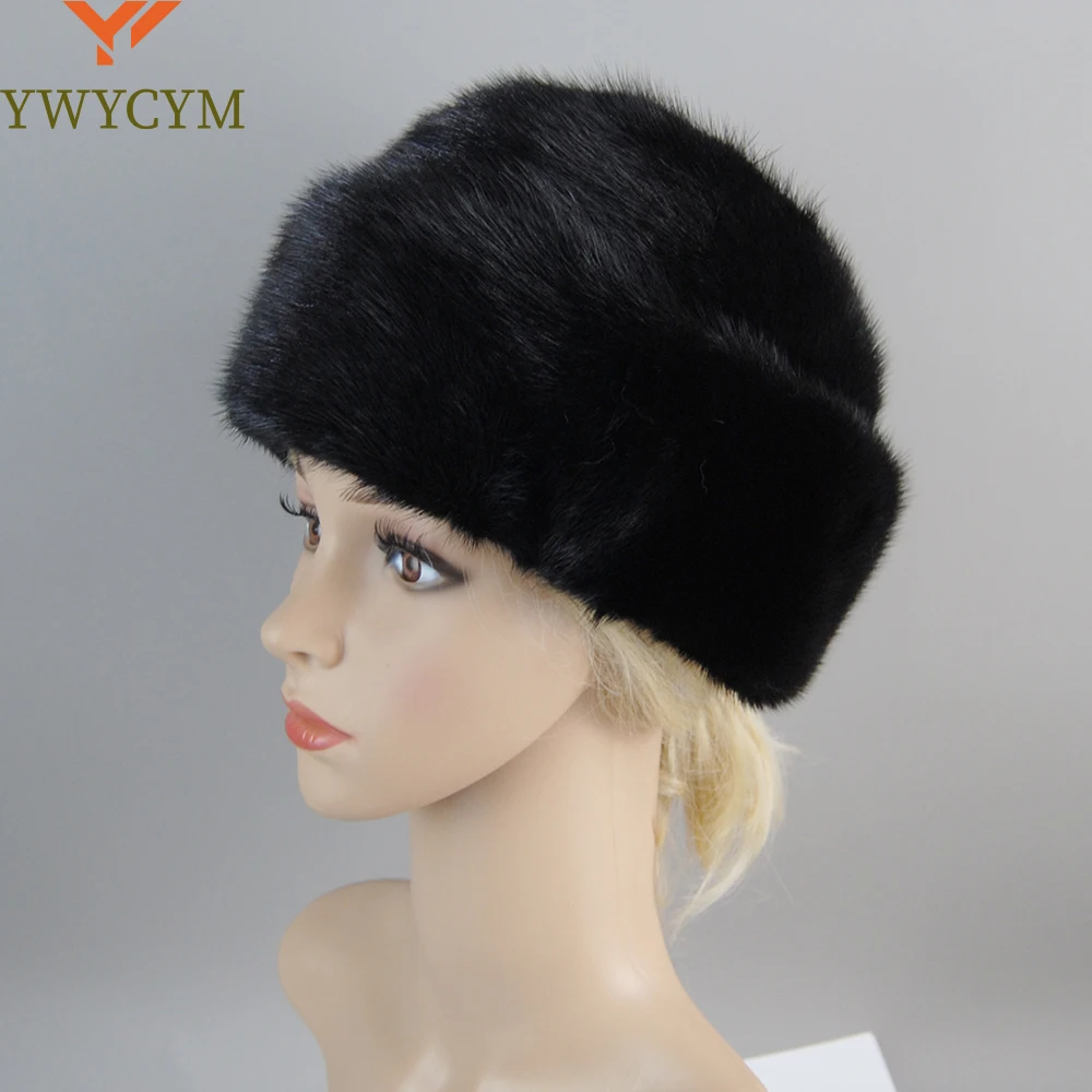 Women Real Mink Fur Caps Winter Fur Hat Real Marten Fur Hat Warm Russian Popular Earmuffs Beanies Real Mink Fur Cap For Women