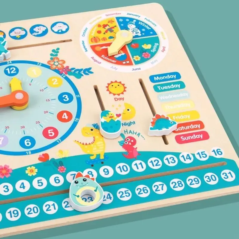F19f Toy Kids Clock Seasons, mesi, giorni della settimana, per raccontare riconoscere il calendario orologio