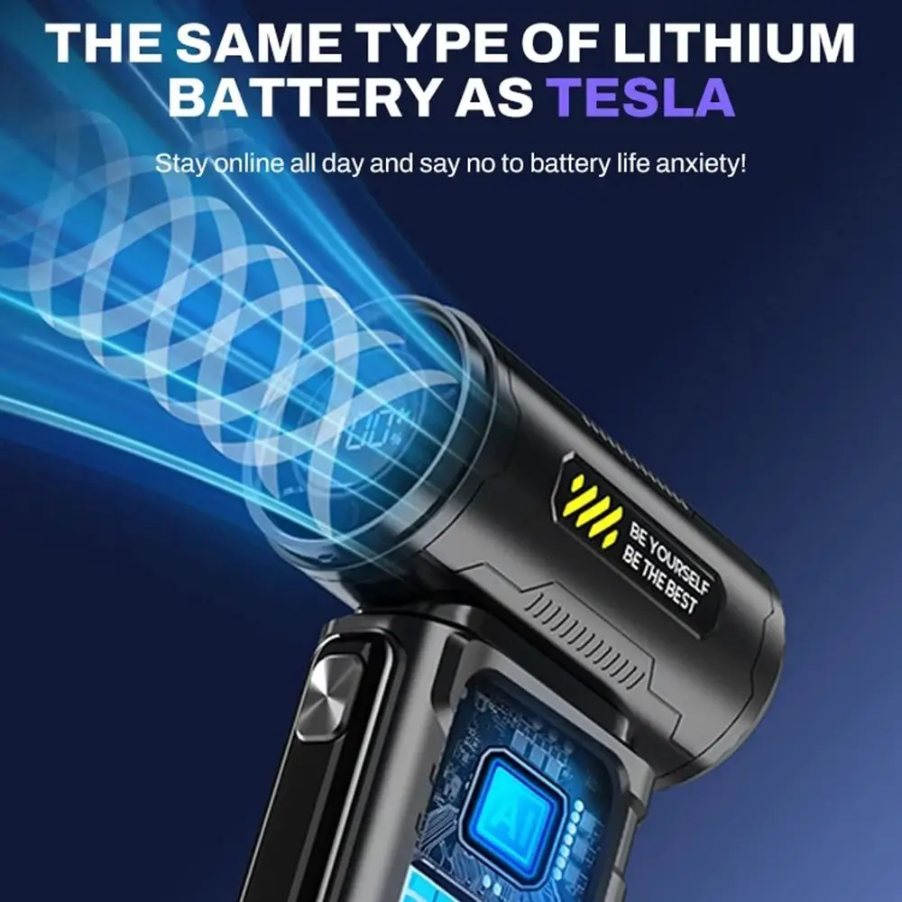 

LED Display Mini Turbo Jet Fan 100 Gears Speed Adjustable Rechargeable Electric Air Duster High Speed Low Noise