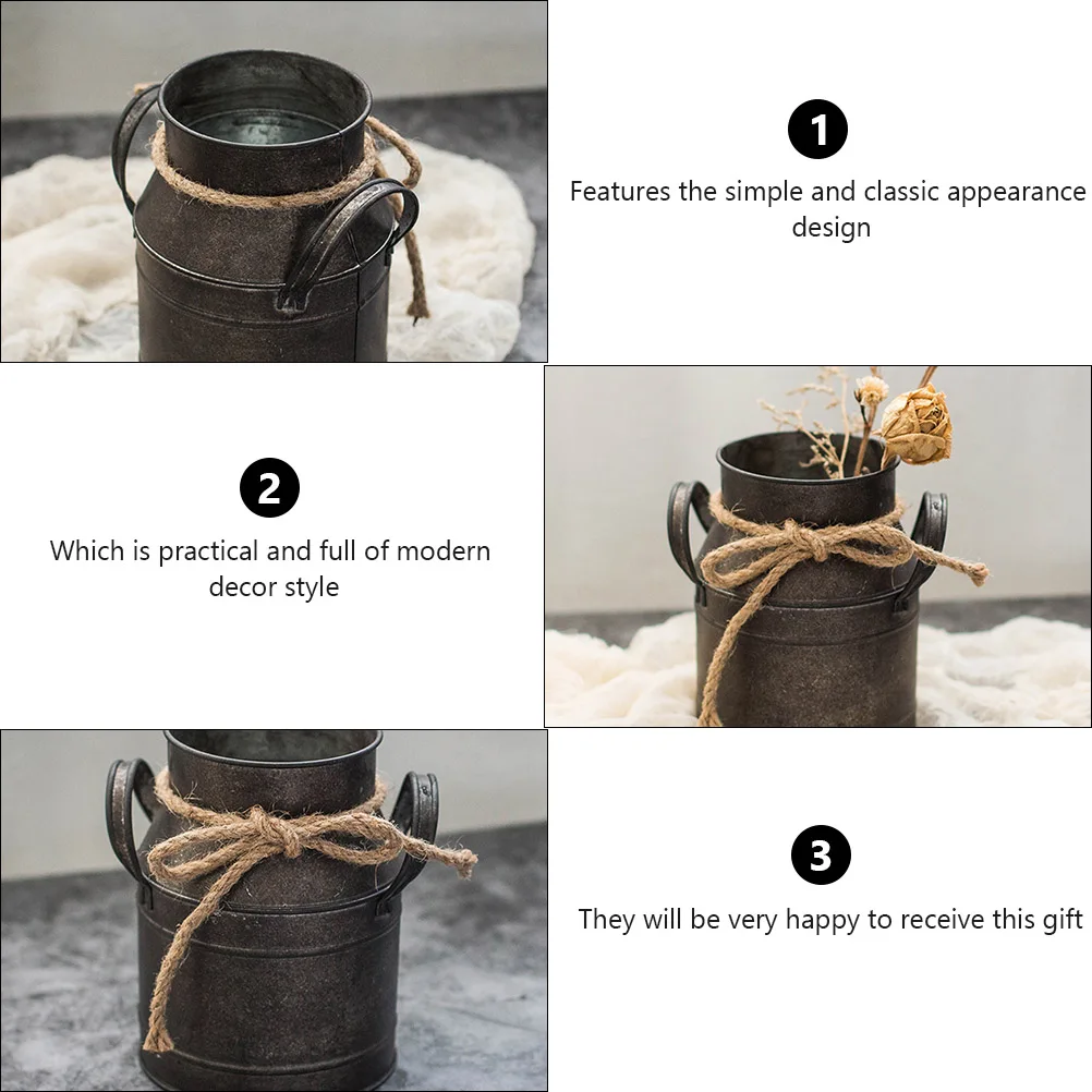 

2Pcs Iron Flower Pot Bucket Stylish Simple Decorative Plant Holder for Indoor Balcony Use Flower Bucket Iron Milk Pot