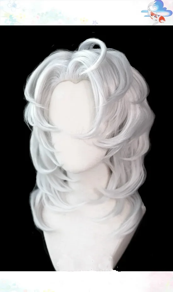 Kimetsu No Yaiba Ayaki Rui Cosplay Wig Spider Silver Short Curly Synthetic Hair for Halloween Costume + Free Wig Cap