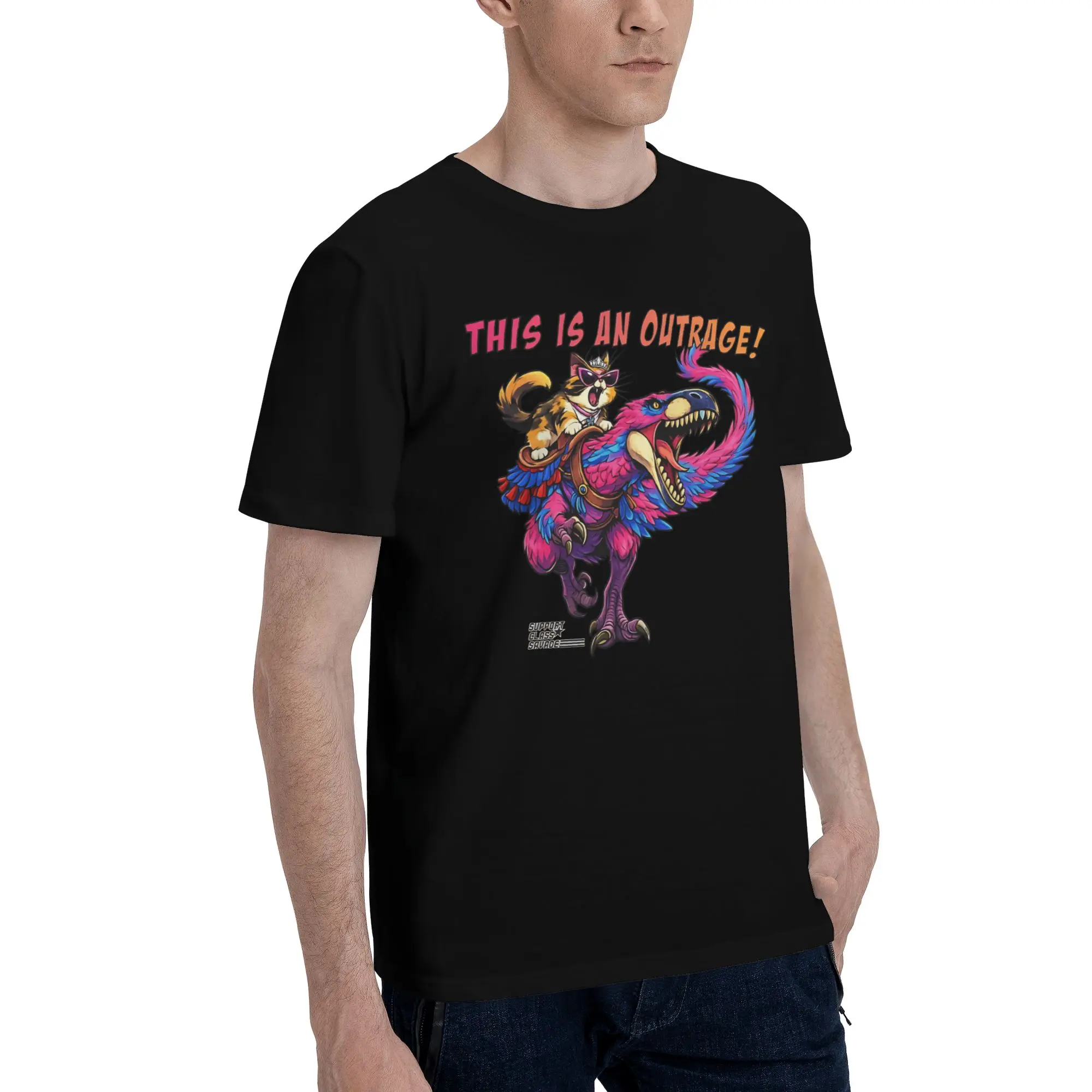 Graphic Printed This Is An Outrage Princess Donut Cat  T Shirt for Men Women  100% Cotton T-shirts Short Sleeve Clothing