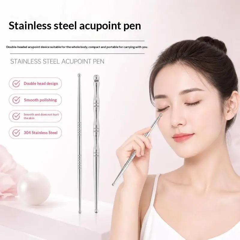 3Pcs Acupuncture Set Double Head Face Massage Tool Steel Acupressure Pen