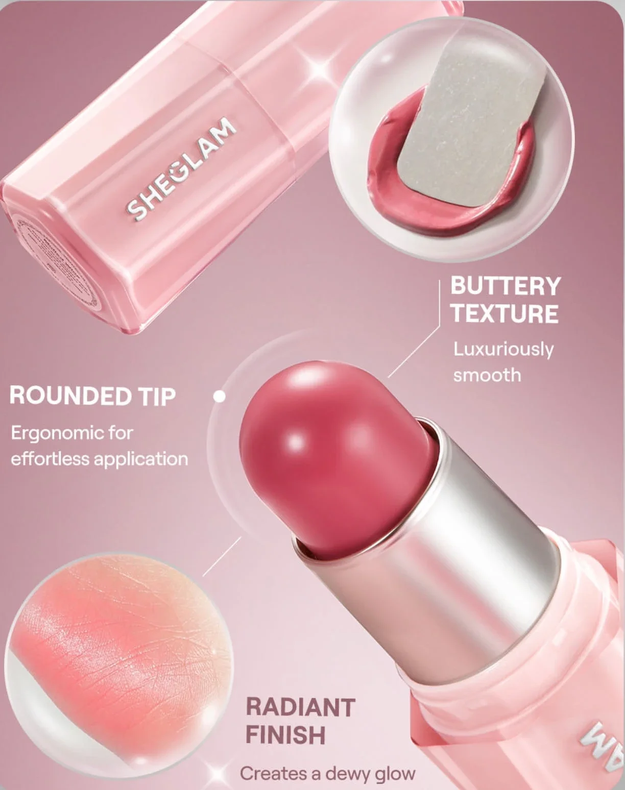 Original Sheglam Blusher Stick Natural Brightening Blush Cream Face Contour Water Light Moisturizing Makeup Cosmetic Rare-Beauty