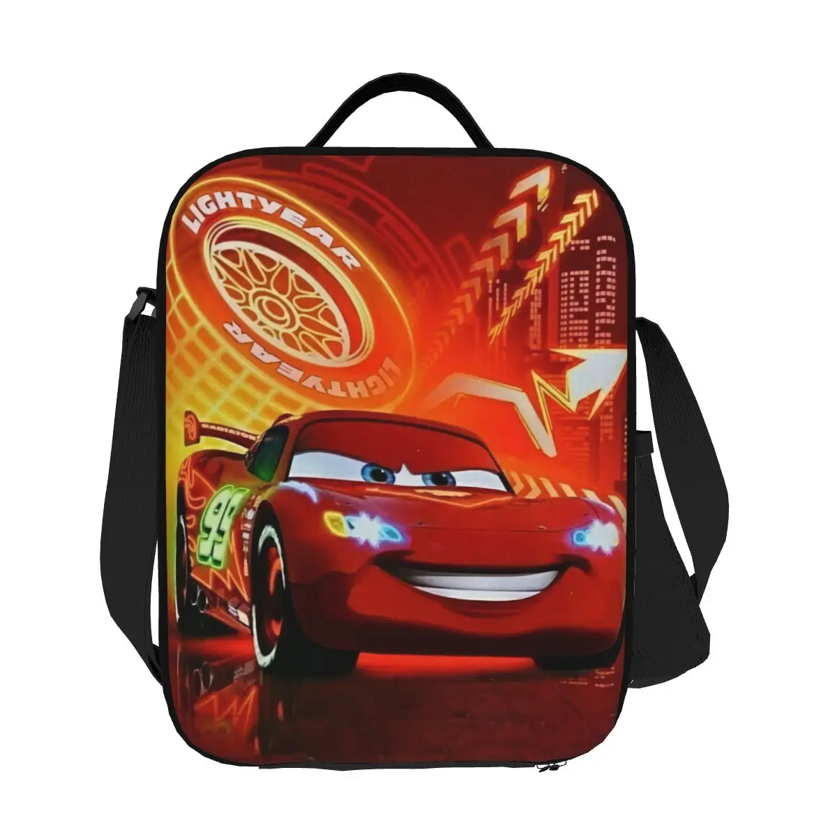 

Custom Lightning Mcqueen Cars Insulated Lunch Bag for Women Cooler Thermal Lunch Box Kids School Children