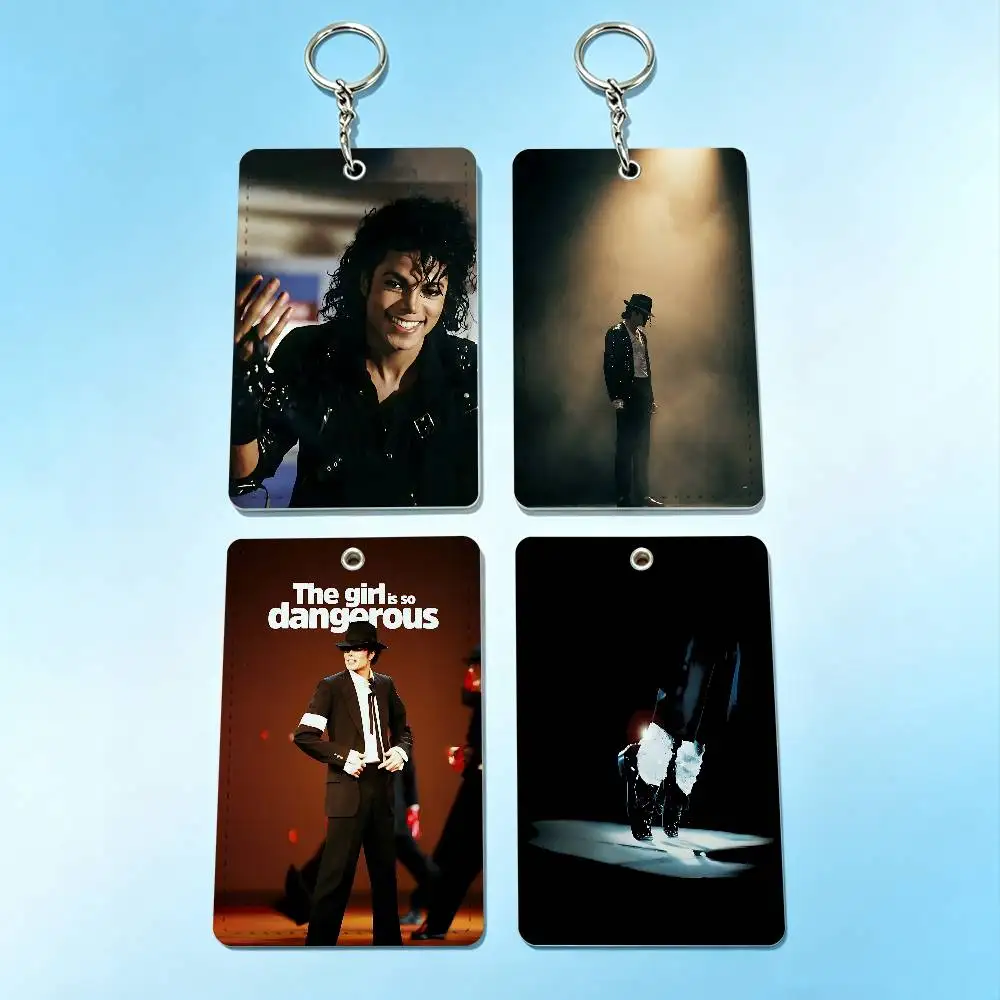 Superstar M-Michael J-Jackson Card Holder Men And Womenn Universal Antirust Keychain Learther Access Drop Key Tag Ring