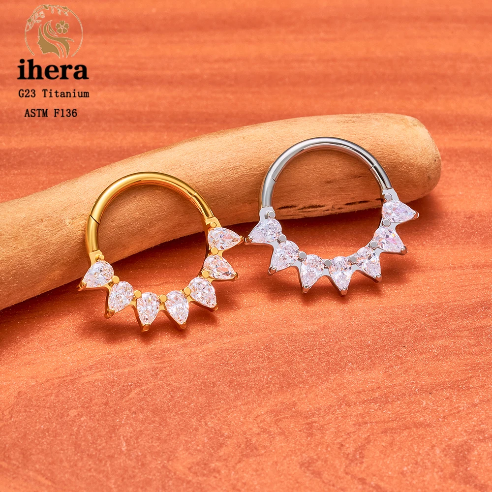 ASTM F136 Titan Birnenförmiger Zirkonia Nasenring 16G Klappbarer Clicker Segment Daith Ohrring Hoop Septum Knorpel Conch Helix Piercing Schmuck – Detail 30