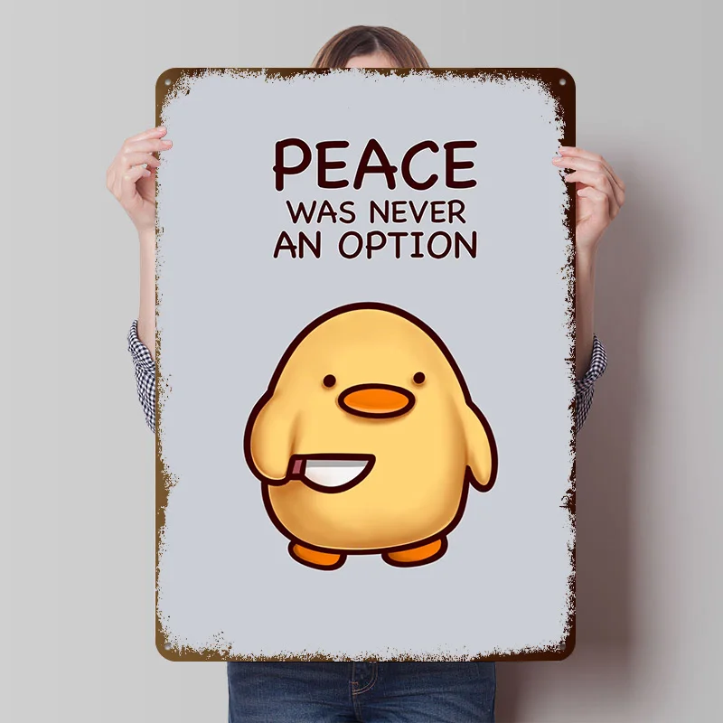 Peace Duck Tinplate Posters Customizable Wall Art Retro Vintage Metal Signs for Home Room Wand Deko Gamer Decoration Gaming Cozy