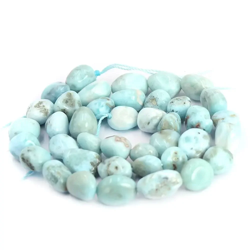 8x10mm Jewelri Make Freeform Pure Genuine Larimar DIY Natural Stone Beads Strand 15inch