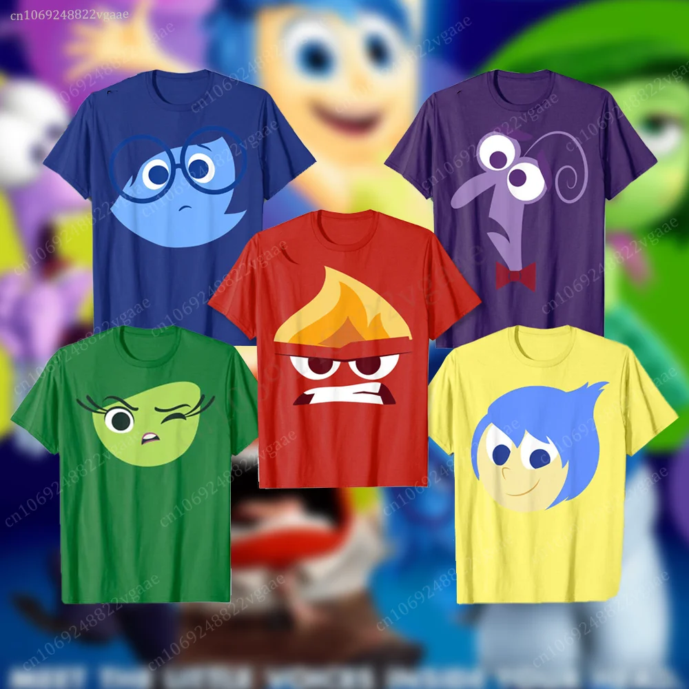 Summer Inside Out T Shirt Kids 2 Boys Cartoon T-shirt Short Sleeve Top Tee Shirt Funny Clothes Girls Family Women