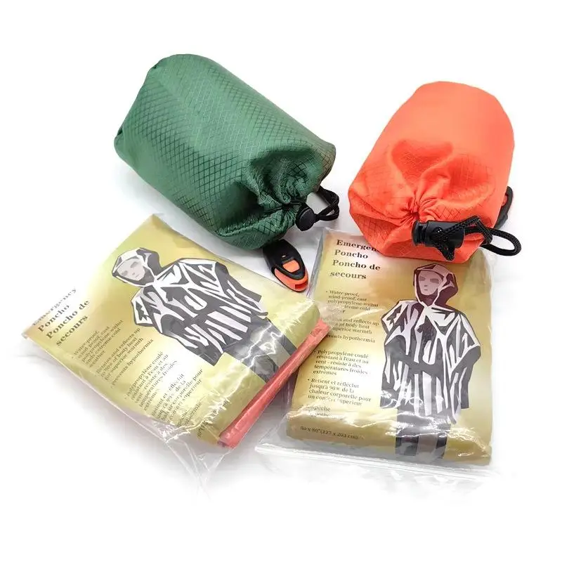 New Outdoor Multifunction Raincoat Camping Raincoat With Whistle Waterproof Emergency Reflective Keep Warm Clothing Camping Gear