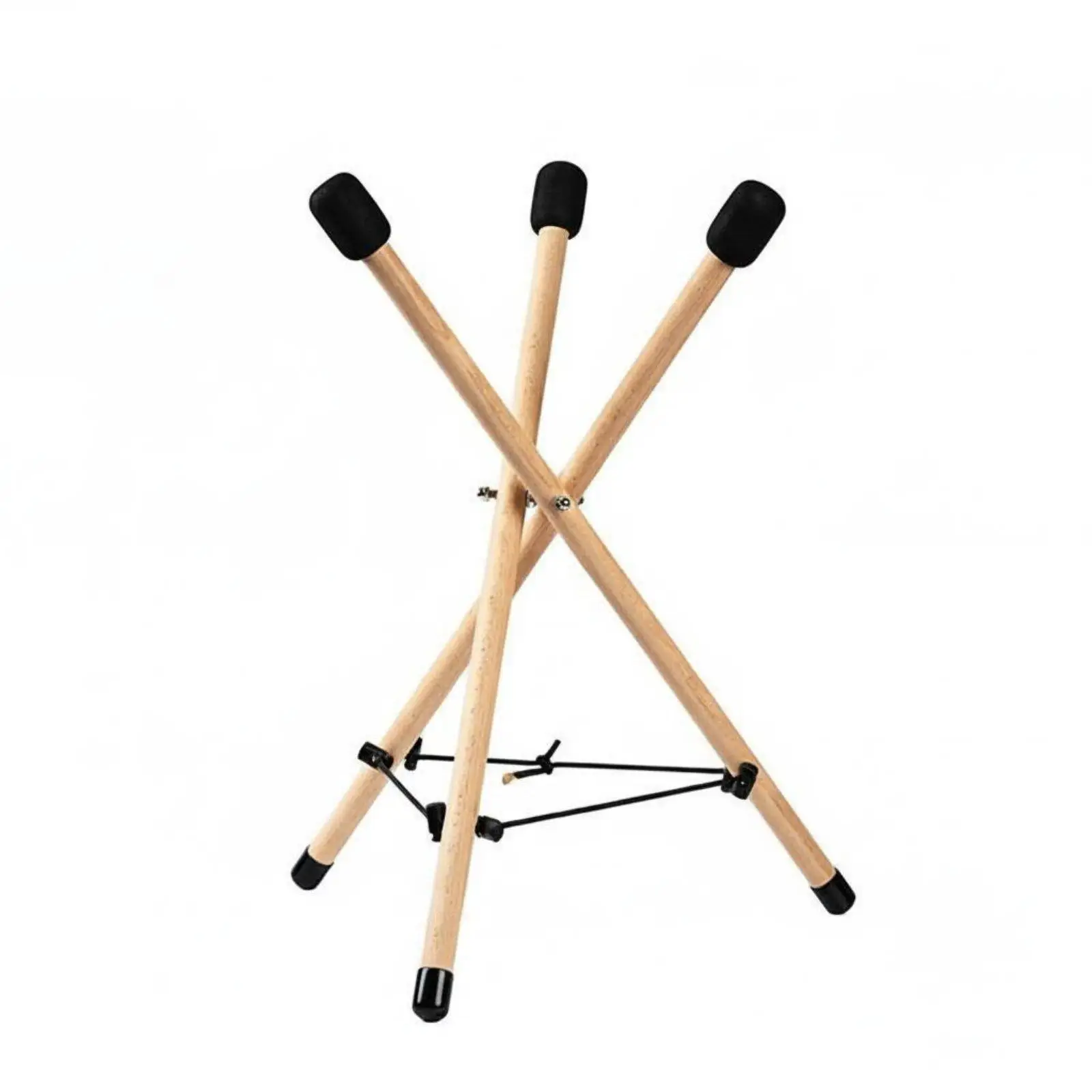 Solid Beech Tripod Drum Rack for Handpan and Tongue Drum Portable Foldable Stand with Foam Pads Adjustable Width Support Holder