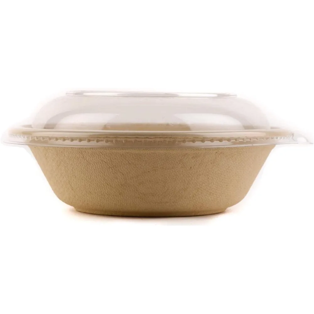 Disposable Tableware, 32oz Round Bowls with Dome Lids, Sturdy Compostable Eco Friendly Environmental,Tableware, 500 Count