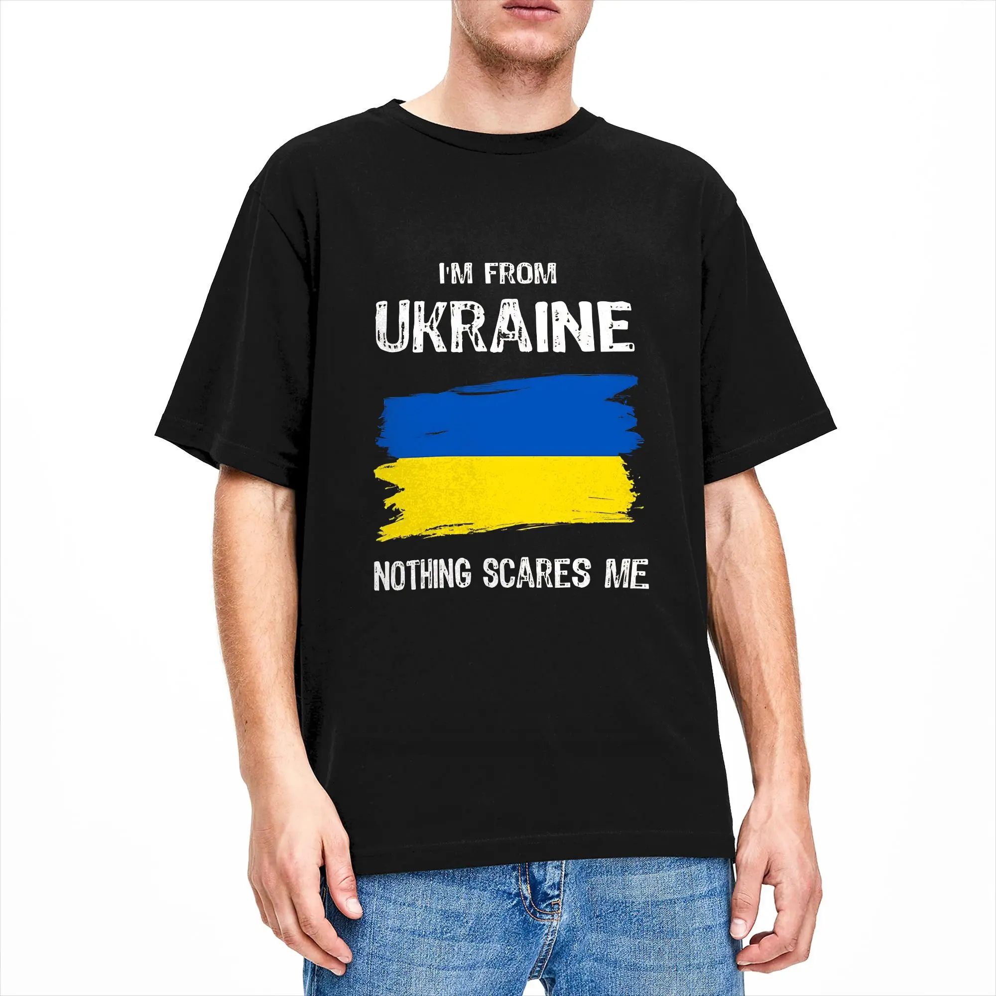 I Am From Ukraine Nothing Scares Me 100% Cotton T Shirt Summer T-Shirts Breathable Harajuku Tee Shirt Oversized Print Clothes