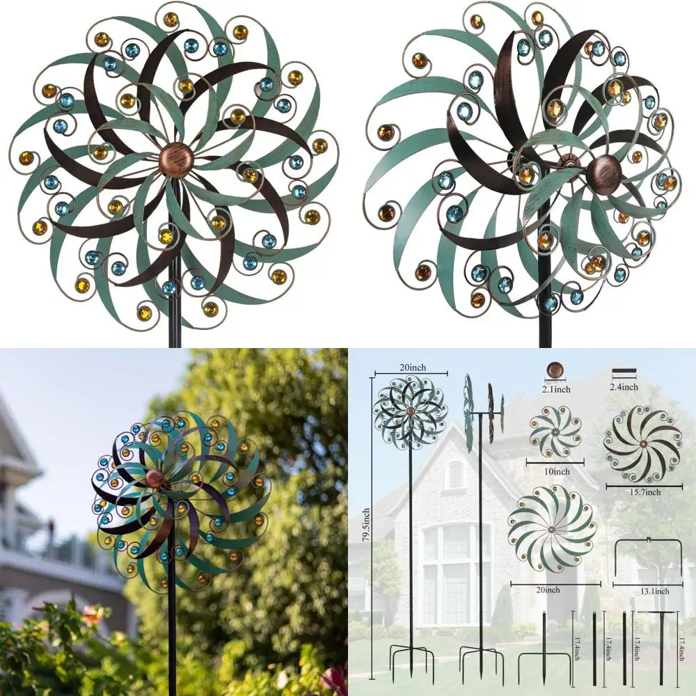 

Large Outdoor Metal Wind Spinners - Yard Art Sculptures for Garden Decorations, Sturdy Yard Spinners with Intricate Design