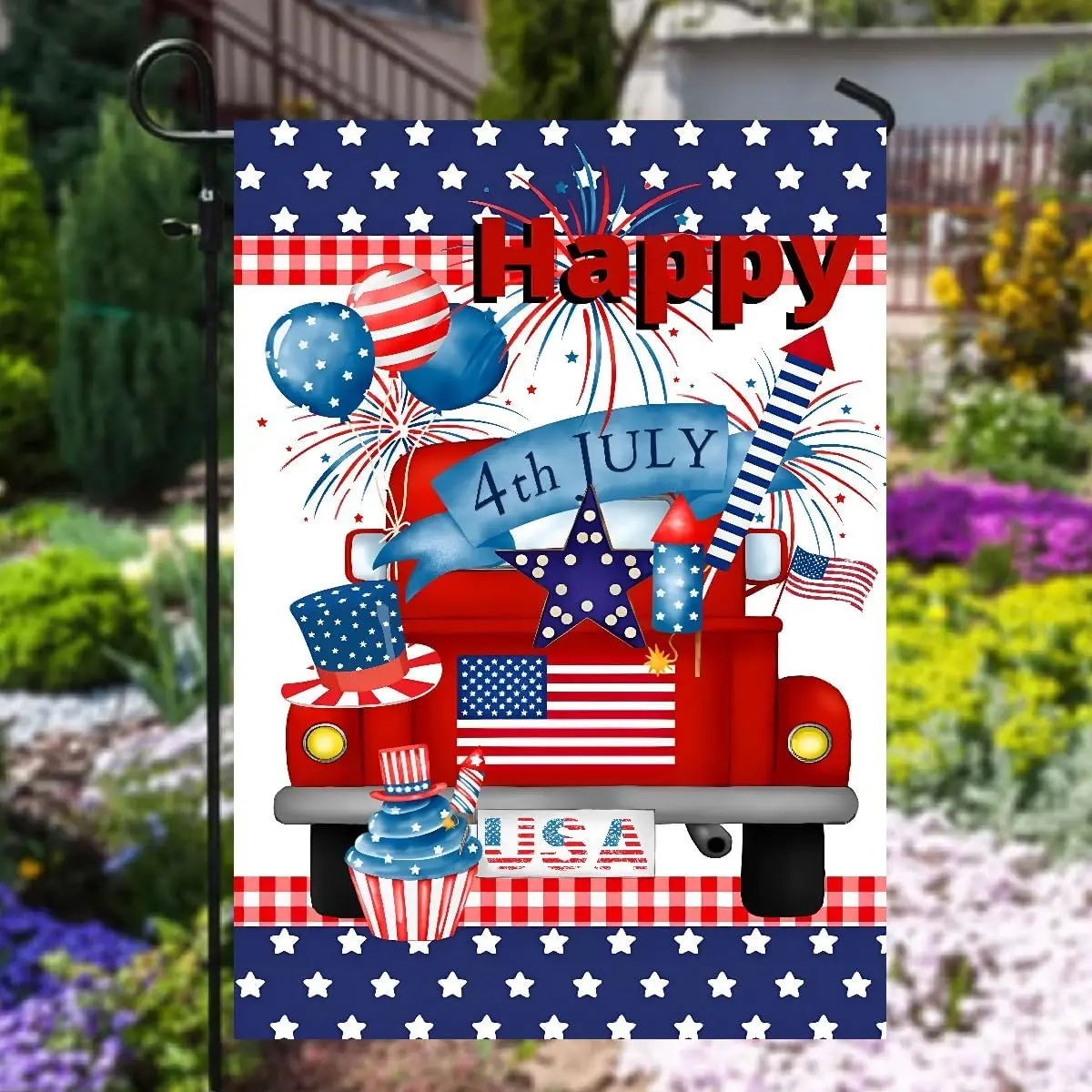 Independence Day 4th Of July Garden Flag, Independence Day Memorial Day Decor, Set Of 12x18 And 28x40 Inches Flag Double Sided,