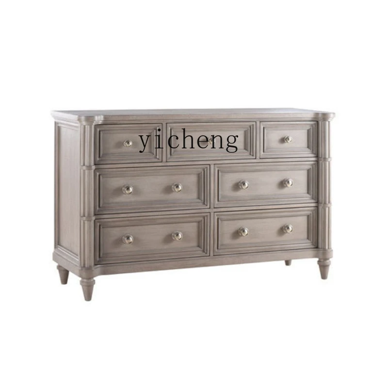 

ZF Dresser American Antique Distressed Solid Wood Chest of Drawers Chest of Drawer 7-Drawer Cabinet