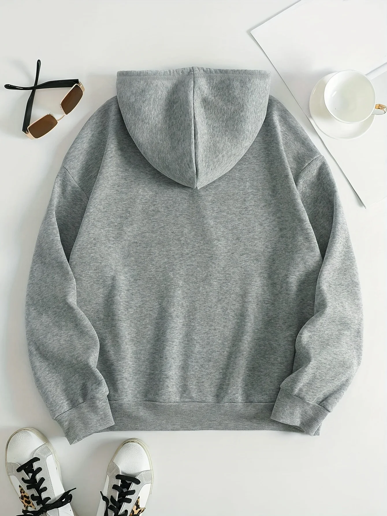 Sudadera con capucha de manga larga de gamuza con estampado de letras PERFECTLY informal cálida y holgada de otoño e invierno para mujer