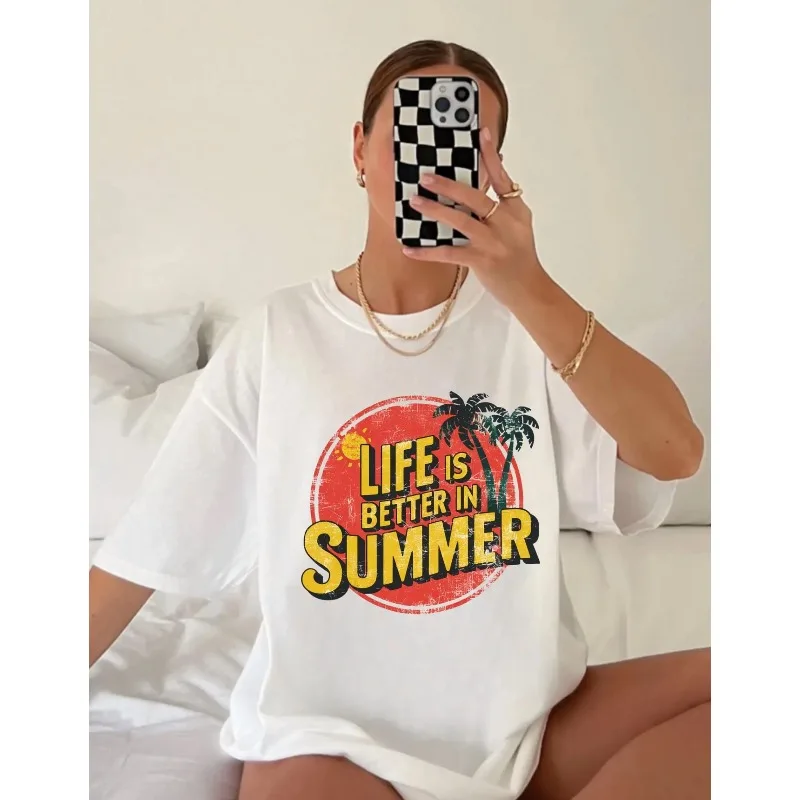Life is Better in Hawaii T-Shirt: Unisex Cotton Tee Summer unisex Loose and Breathable T-shirt Top