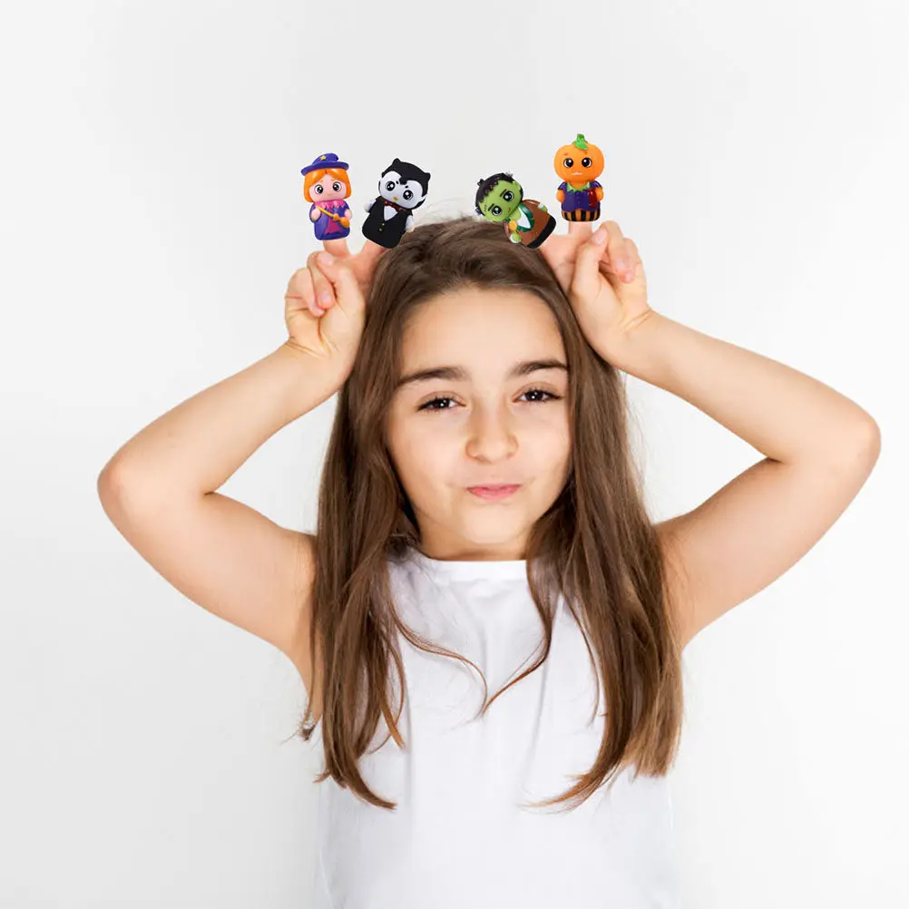 

10 шт. мини-куколок на палец для малышей, детей и взрослых, мультяшные куклы-персонажи для интерактивных игр родителей и детей, для рассказывания историй, на Хэллоуин