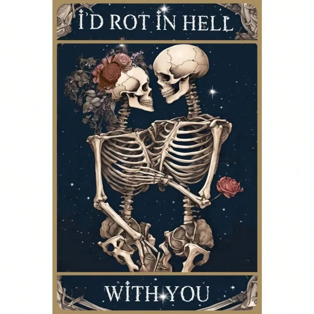 

Vintage Funny Skull Tin Sign Halloween Decor Home Bar Pub Metal Wall Art Plaque