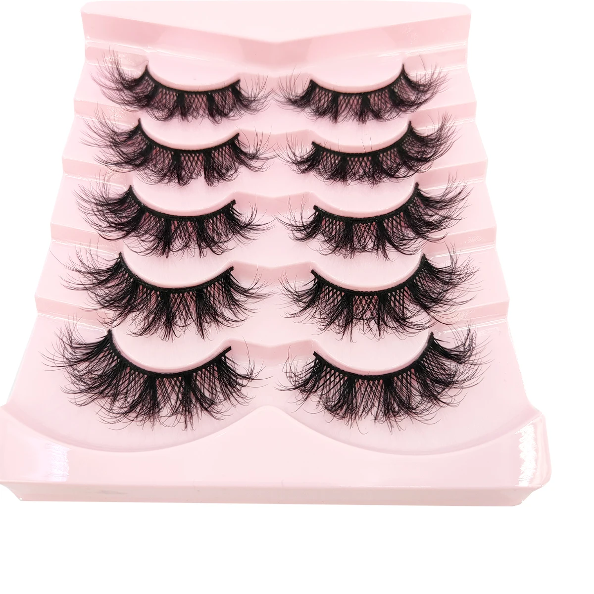 AMSDCN Neue 3D natürliche Nerz wie falsche Wimpern D-Roll flauschige weiche 5-Paar Manga Wimpern Wispy natürliche Wimpernverlängerung Make-up