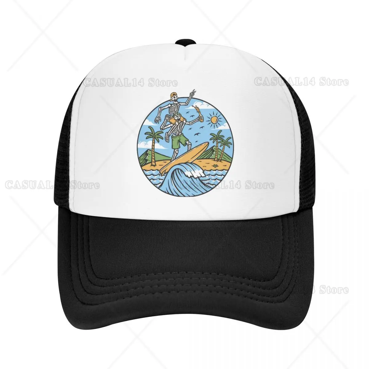 

Summer Skull Surfer Baseball Cap Outdoor Men Women Adjustable Beach Surfing Trucker Hat Spring Snapback Caps