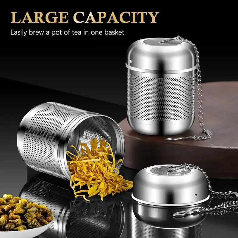 Stainless Steel Tea Infuser With Thread Lock Fine Mesh Extended Hanging Chain For Brewing Loose Leaf Tea At Home Office Kitchen