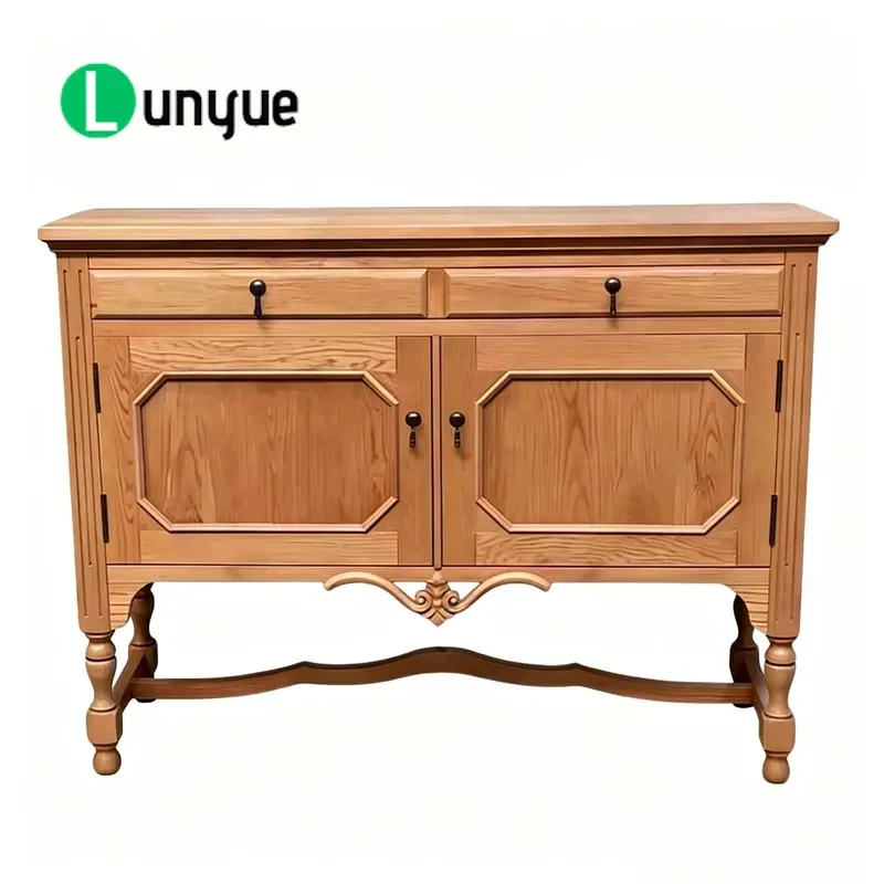 Custom Retro Solid Wood Buffet Cabinet Villa Living Room Storage Sideboard Furniture
