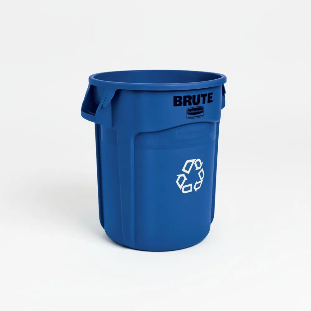 

Heavy-Duty 20-Gallon Round Trash Can, Blue Outdoor Waste Container for Landscaping Construction Restaurants