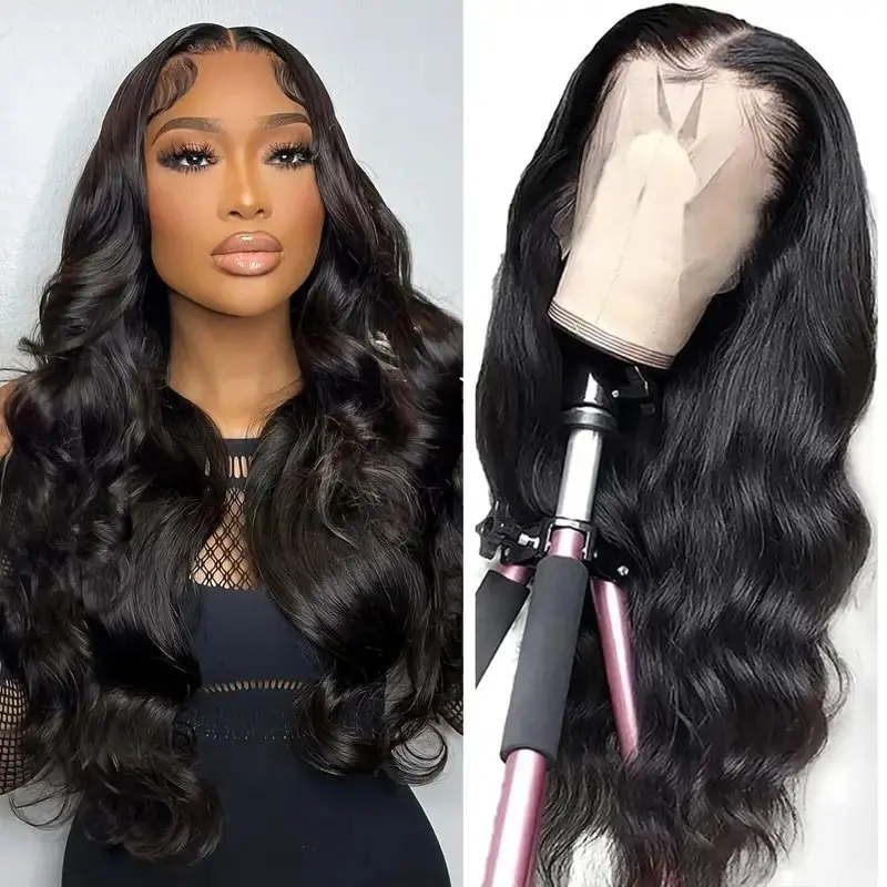 Rosabeauty Nature Color HD Body Wave 13X6 Transparent Lace Frontal Wig 13X4 Front Human Hair Glueless Wig 250 Density