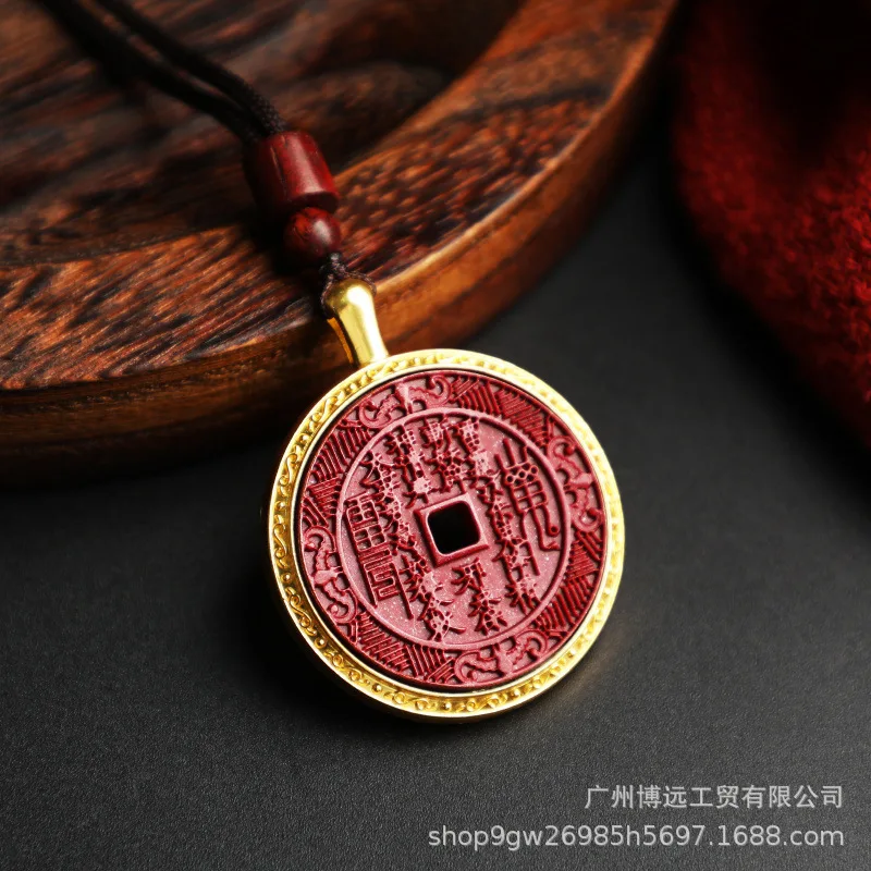 Fidelity Raw Mine Cinnabar Purple Gold Sand Mountain Ghost Spending Money Listing Necklace Taoist  Lukcy Jewelry Men and Women's