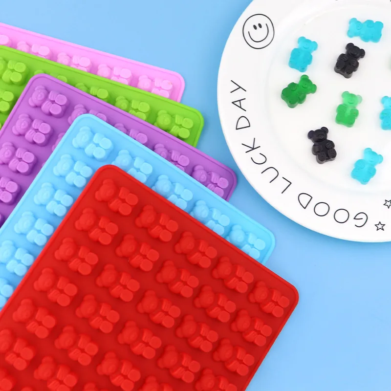 صينية ثلج من السيليكون على شكل دب مكونة من 45 فتحة، قالب حلوى ناعم، صينية ثلج على شكل حيوان، قالب حلوى الشوكولاتة