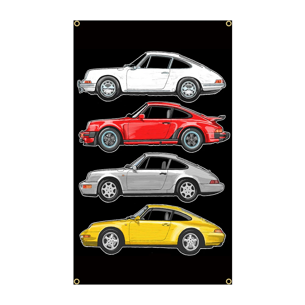 60X90CM 90X150CM Cool P Retro Car Flag/Tapestry Art Printing Evolution Car Poster Art  Room Decor Home Decor Outdoor Decor