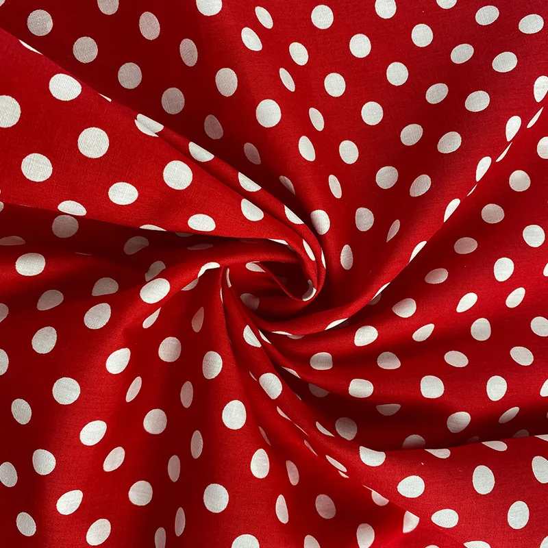 Cotton poplin dress fabric white polka dot printed DIY hand sewn shirt clothing Children\'s Wear Cloth Bedding Decoration Home