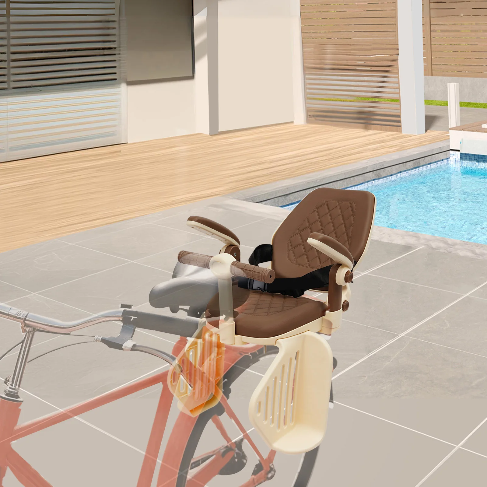 Детское сиденье для велосипеда Milky Coffee, высококлассная губка Pa&Sponge, заднее детское сиденье для велосипеда, детское сиденье емкостью 110,23 фунта для горного велосипеда