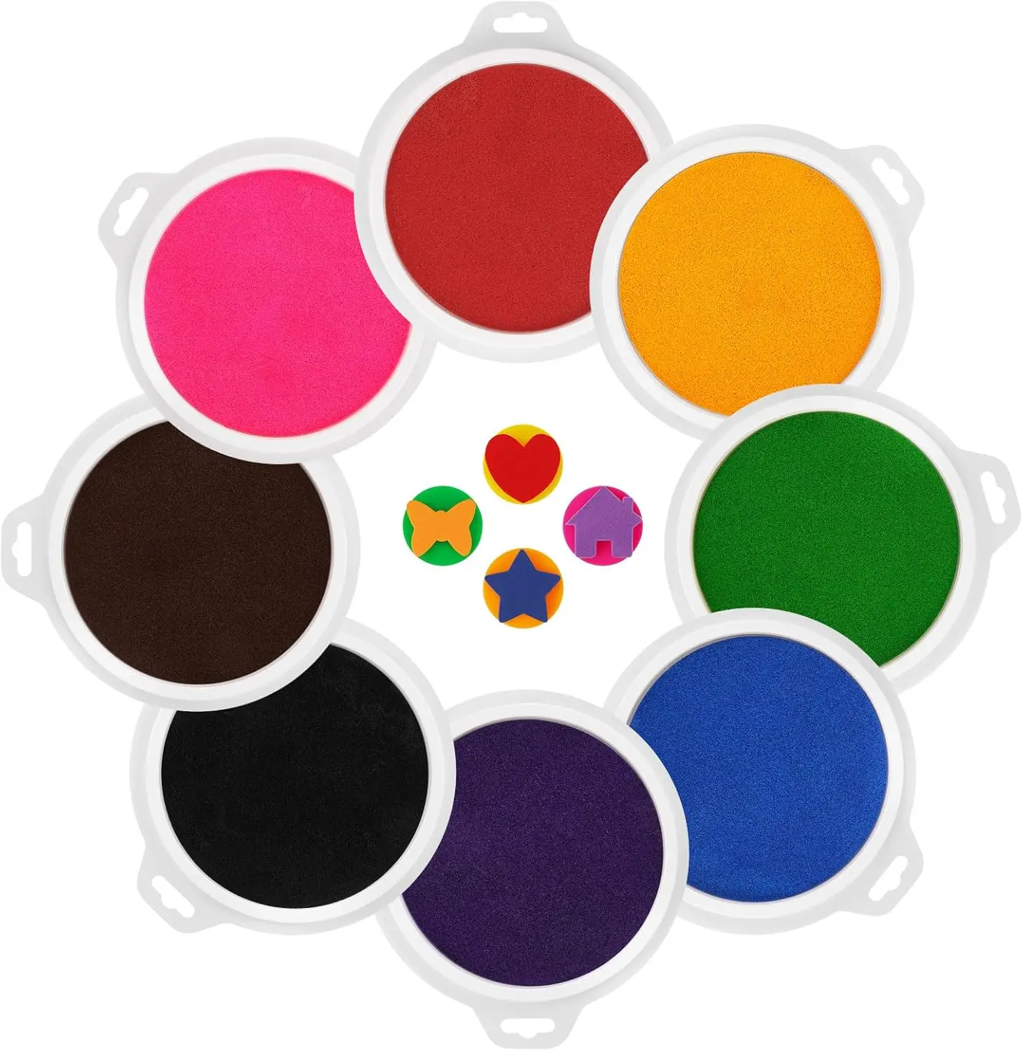 

Набор из 8 цветных штампов-подушечек «Радуга» для детей — моющиеся, нетоксичные, большие круглые штампы для отпечатков рук и поделок